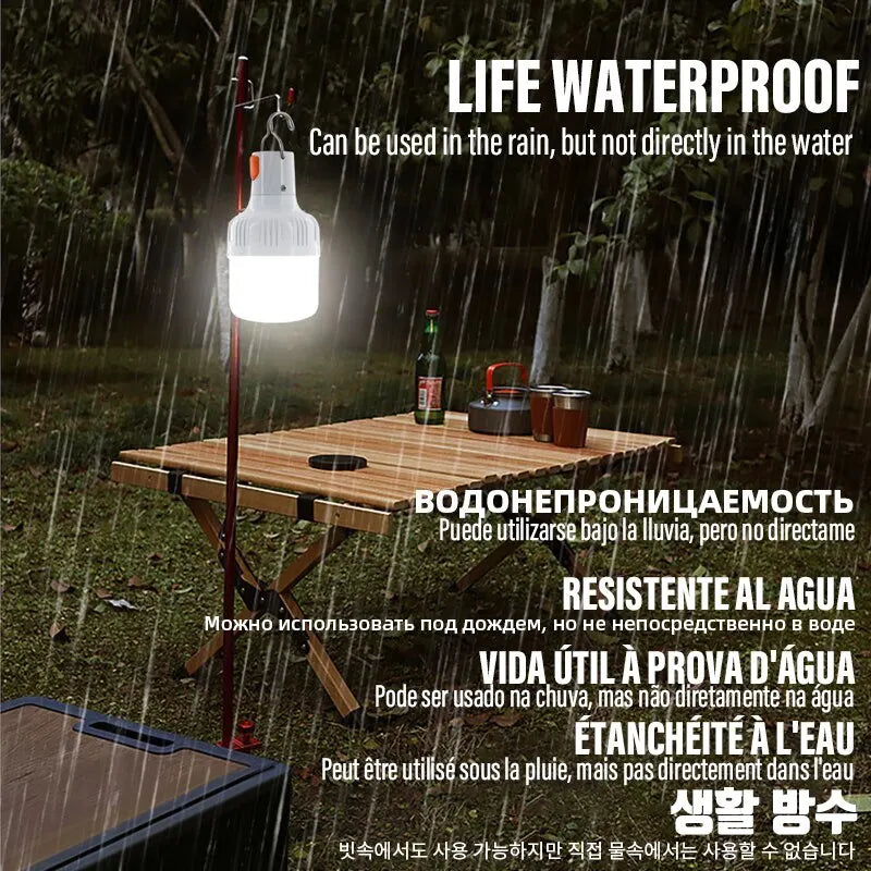Outdoor USB Rechargeable LED Lamp Bulbs High Brightness Emergency Light Hook Up Camping