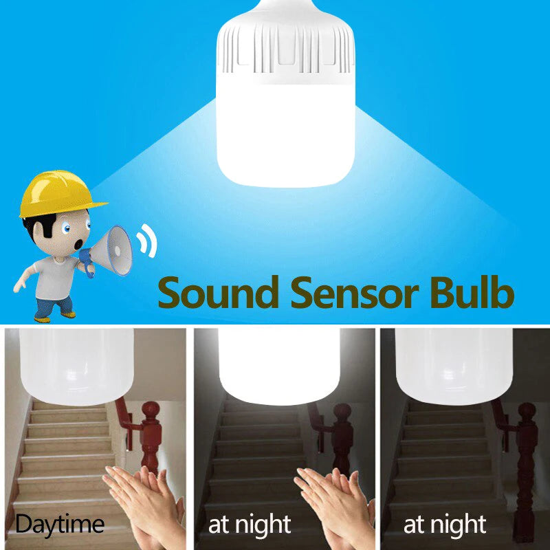 Sound Sensor LED Bulb Voice Light Control Lamp E27 AC220V Cold White 6500K
