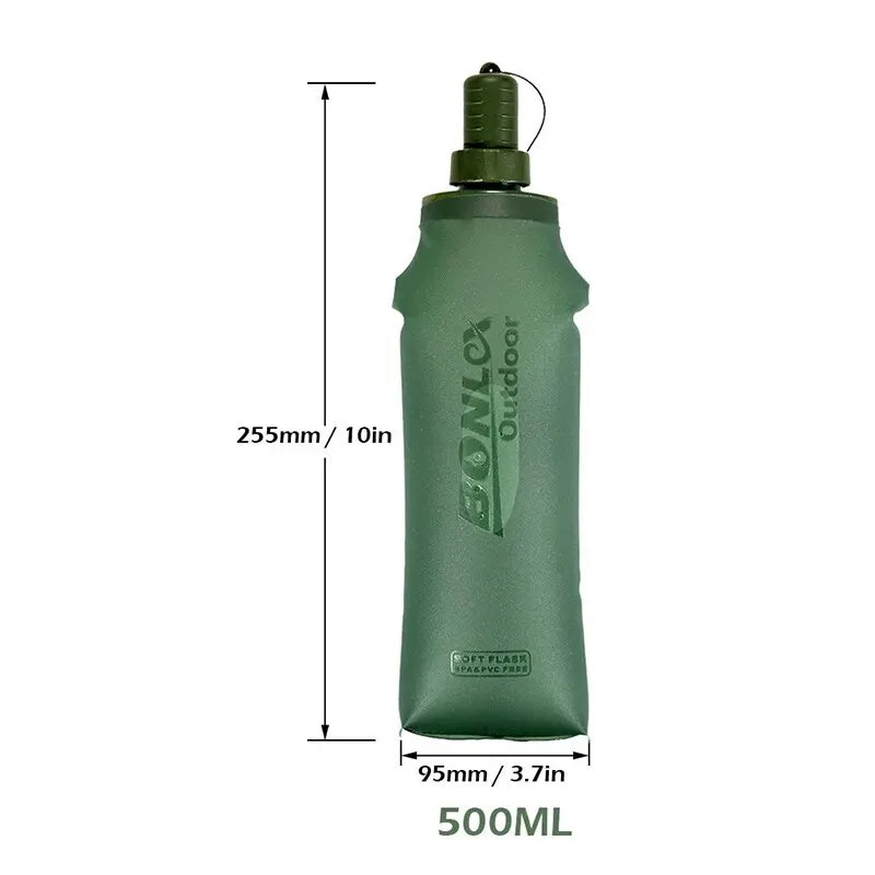 500ml Outdoor Sport Bottle Folding Soft Flask Water Bottle for Running Camping Hiking Bicycle Fitness Water Bag