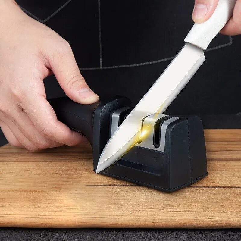1Pc Three Segment Knife Sharpener Household Multi Functional Hand Held Three Purpose Sharpening Stone Kitchen Tool