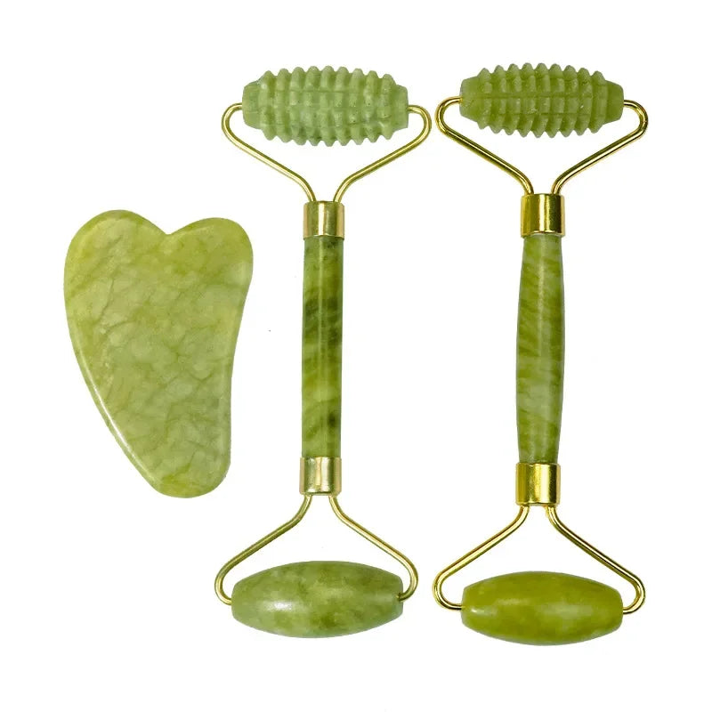 jade roller facial massage with gua sha stone natural facial massager face sculpting tool