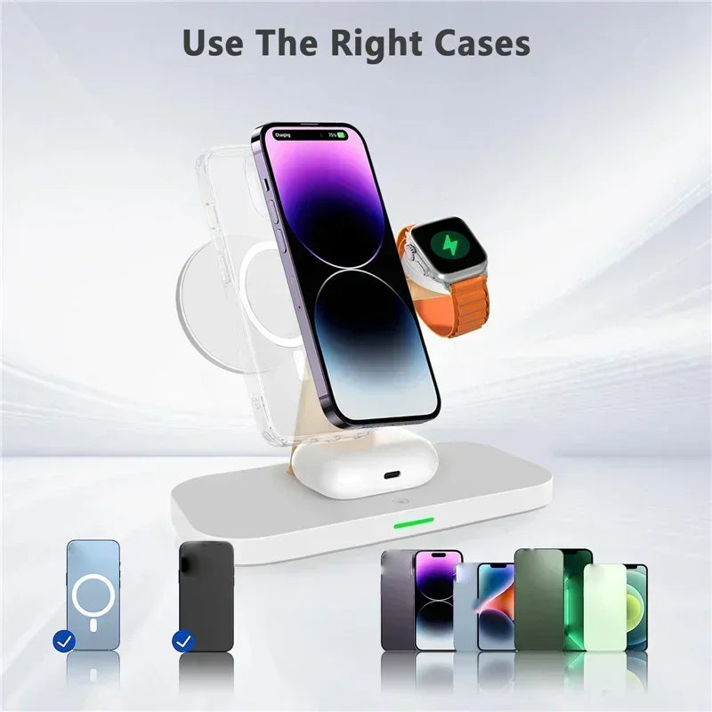 4 In 1 Magnetic Wireless Charger Stand with LED Night Light Lamp