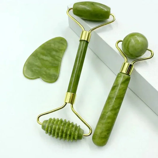jade roller facial massage with gua sha stone natural facial massager face sculpting tool