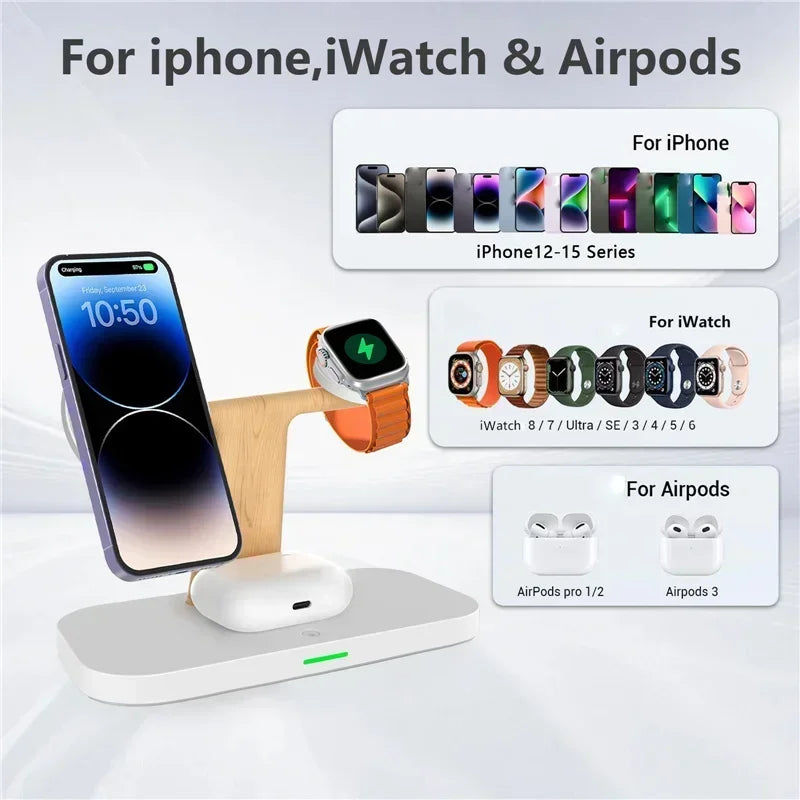 4 In 1 Magnetic Wireless Charger Stand with LED Night Light Lamp