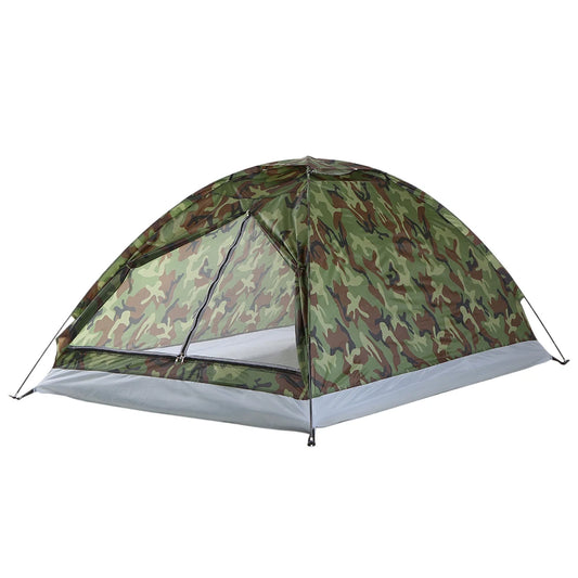 Camping Tent Waterproof Windproof UV Sunshade Canopy for 1/2 Person Single Layer Outdoor Portable Camouflage Tent