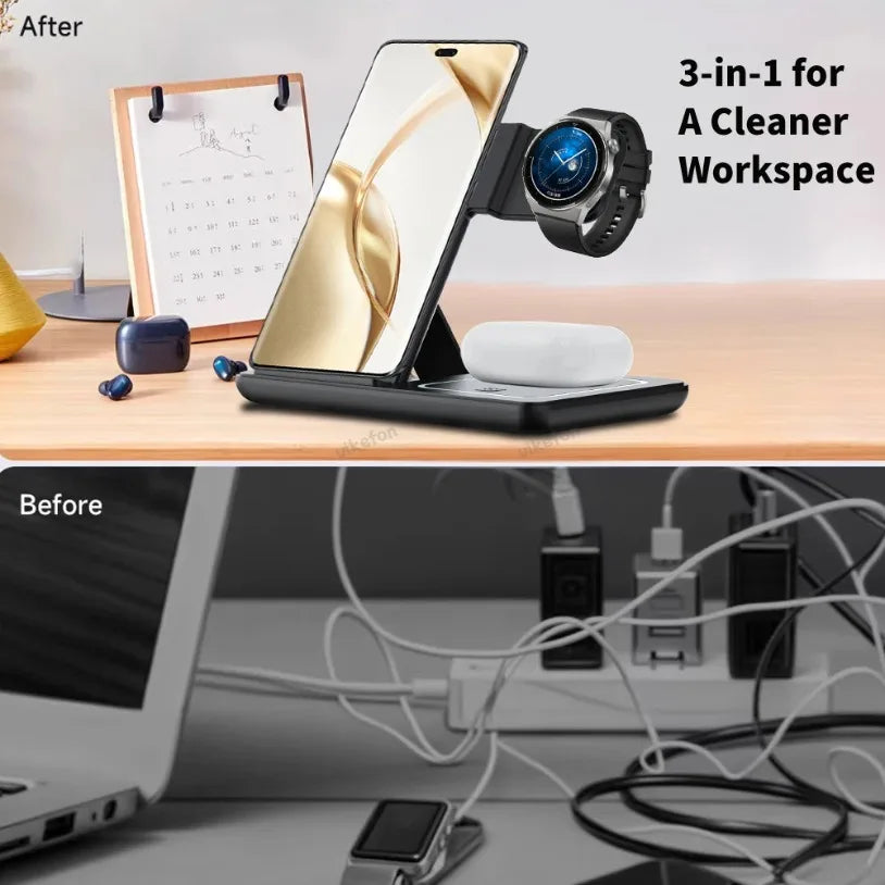 3 in 1 Foldable Wireless Charger Stand