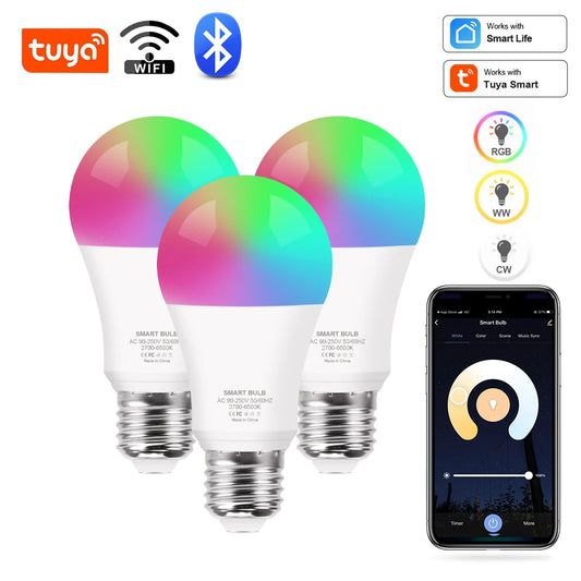 Wifi/Bluetooth Smart Bulb Alexa Led Lamp E27 RGB Smart Light Bulbs 110V 220V Smart Lamps For Google Assisatnt Smart Life