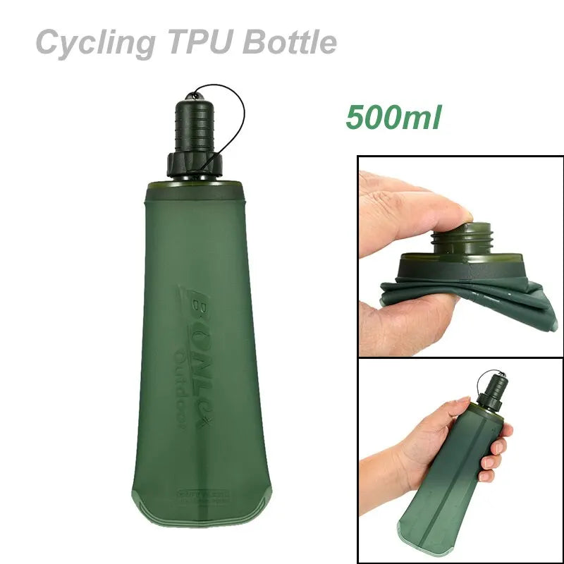 500ml Outdoor Sport Bottle Folding Soft Flask Water Bottle for Running Camping Hiking Bicycle Fitness Water Bag
