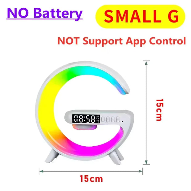 Multifunction Wireless Charger Stand Pad RGB Light Alarm Clock Speaker