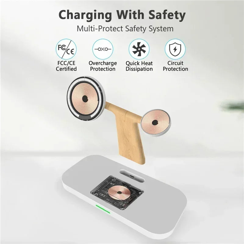 4 In 1 Magnetic Wireless Charger Stand with LED Night Light Lamp