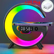 Multifunction Wireless Charger Stand Pad RGB Light Alarm Clock Speaker