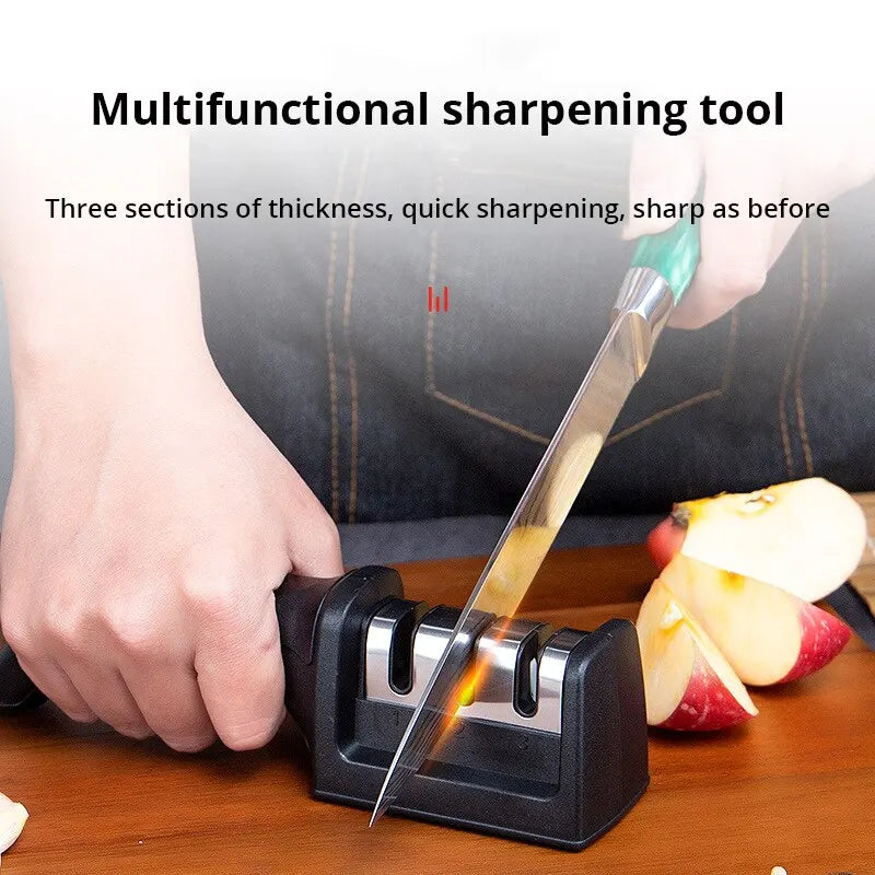 1Pc Three Segment Knife Sharpener Household Multi Functional Hand Held Three Purpose Sharpening Stone Kitchen Tool