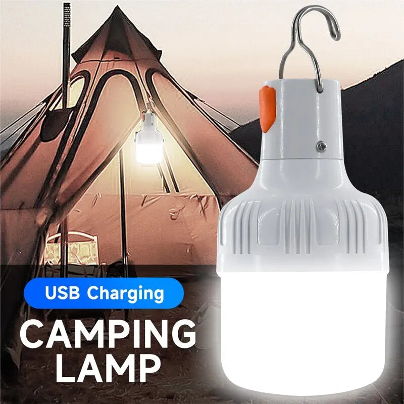 Outdoor USB Rechargeable LED Lamp Bulbs High Brightness Emergency Light Hook Up Camping