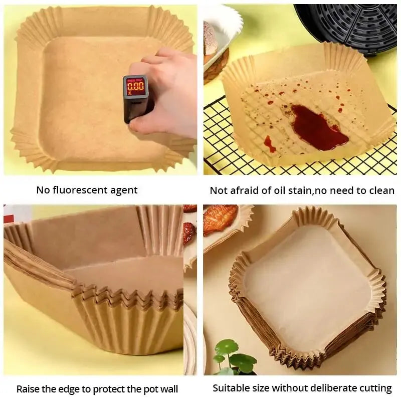 50pcs/set Air Fryer Disposable Baking Paper For Air Fryer