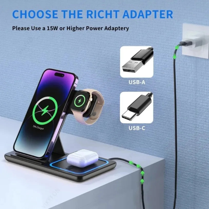 3 in 1 Foldable Wireless Charging Station