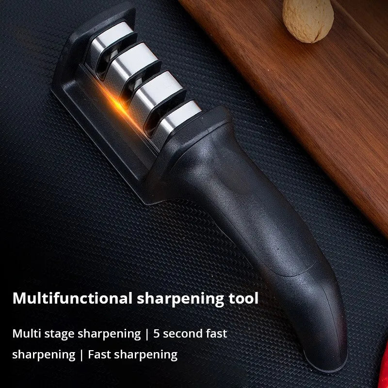 1Pc Three Segment Knife Sharpener Household Multi Functional Hand Held Three Purpose Sharpening Stone Kitchen Tool