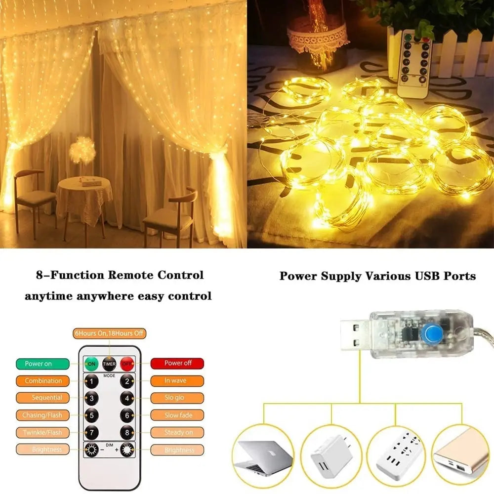 remote control LED Curtain Lights decor