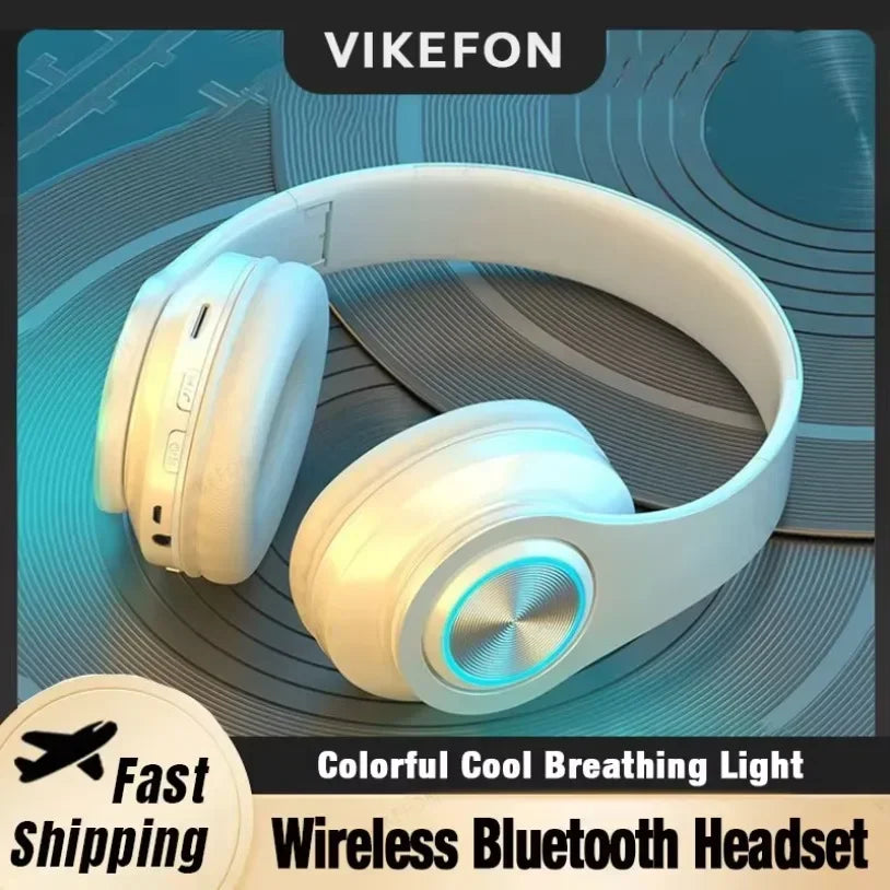 New Wireless Bluetooth Headphones with RGB Colorful Lights Headset