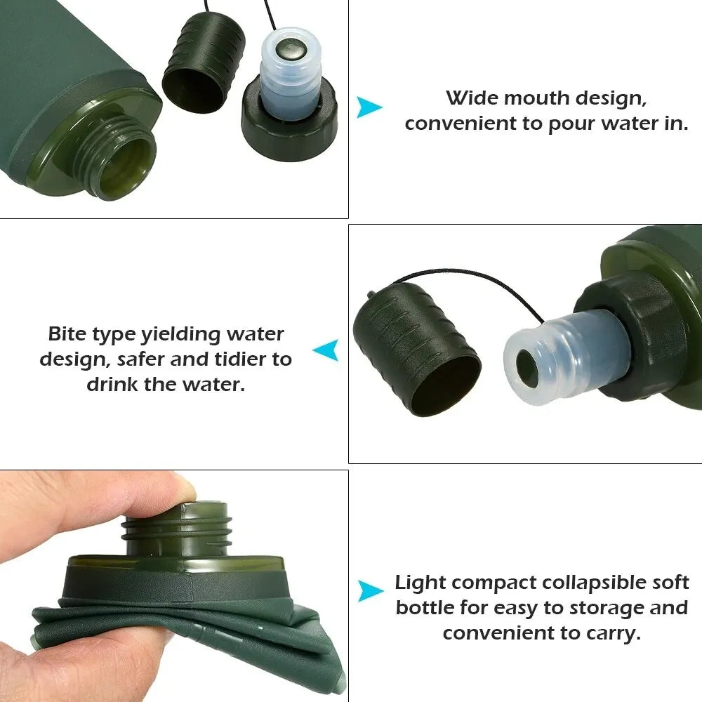 500ml Outdoor Sport Bottle Folding Soft Flask Water Bottle for Running Camping Hiking Bicycle Fitness Water Bag